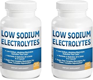 Low Sodium Electrolytes Only 23mg Serving Almost No Sodium Electrolyte Supplement, Sugar Free Fast Hydration Potassium, Magnesium, Zinc, C & More Kidney Friendly Electrolytes 2-Pack