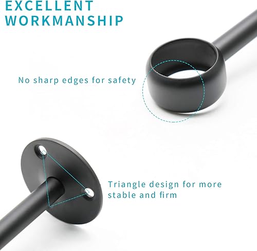 Miniatura 19 de 4 soportes de barra de cortina de montaje en techo de 1 pulgada, soporte para barra de barra de armario de brida, enchufe de barra de cortina