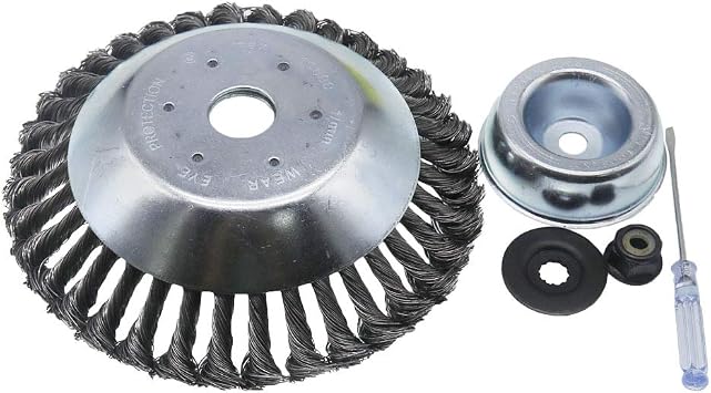 8 Inches Steal Wire Brush Cutter Trimmer Head with Adapter for for String Trimmers, Rust Removal, Lawn Mower - Cutter Garden Grass Accessories Tool