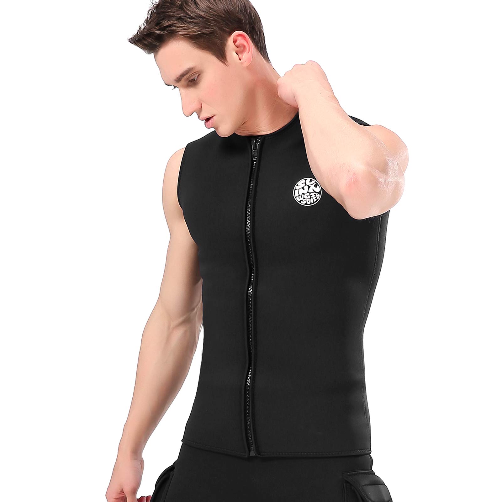 Chaleco para Bucear Térmico Cálido de Neopreno de 3 Mm para Bucear, Surfear, Nadar, Navegar, Hombres y Mujeres, Negro, 7 Tamaños