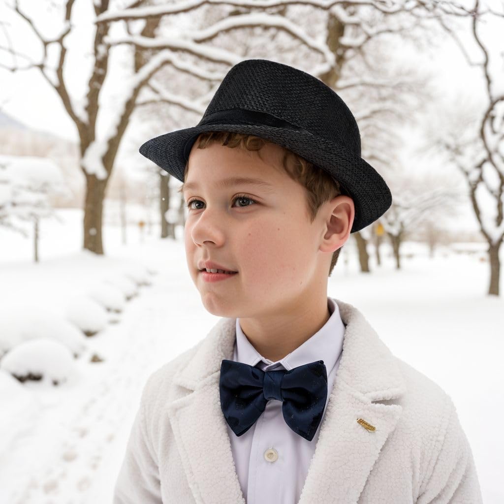 Straw Fedora Hat Wide Brim Summer Beach Sun Cap Panama Hat for Men Women Child - Image 6