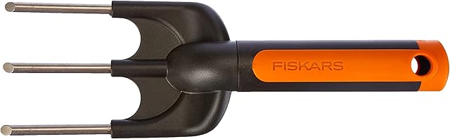 Fiskars Premium Planters Weed Fork, Length: 25 cm, Stainless Steel Tines, Black/Orange, 1000729