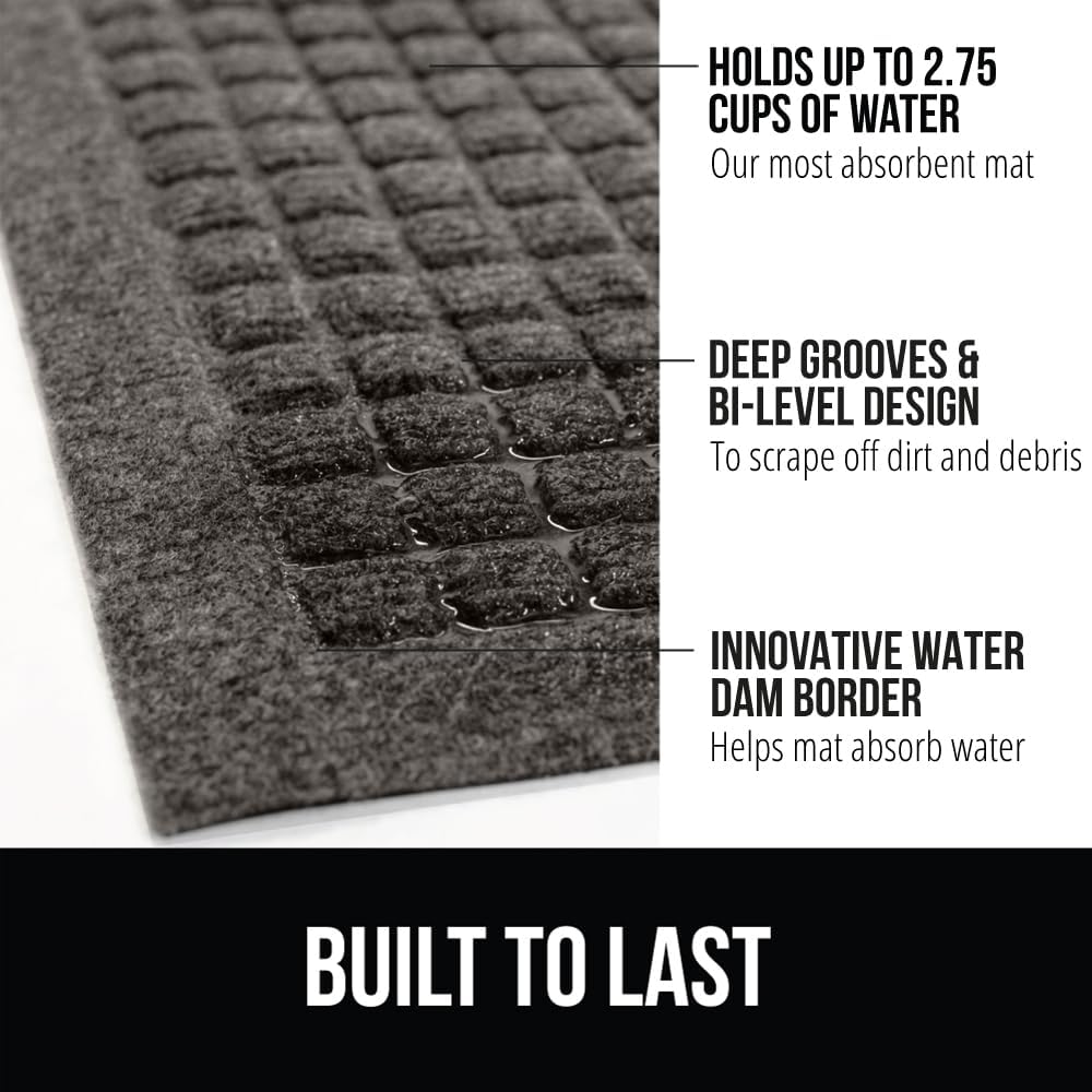 GORILLA GRIP Front Door Mat, 72x24, Indoor Outdoor Ultra Absorbent HydroAbsorb Doormat, Absorbs Up to 2.75 Cups of Water, Stain and Fade Resistant, Rubber Backing Doormats, Captures Dirt, Charcoal - Image 2