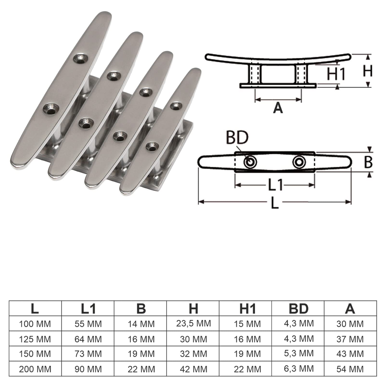 Taquet Plat En Acier Inoxydable A4 – Pour Pont De Bateau, Fixation Voile D'Ombre | 2 Trou, Résistant à L'Eau De Mer