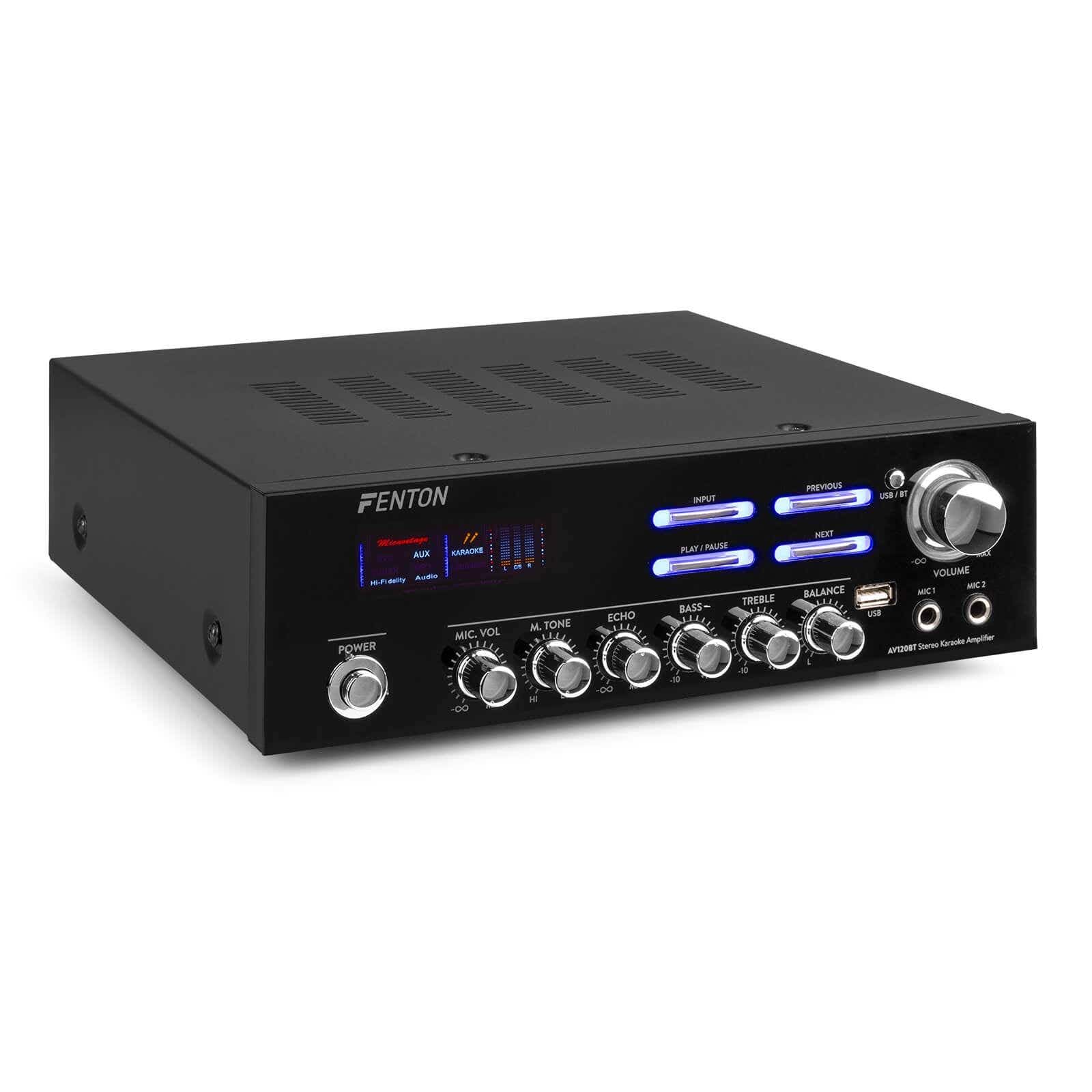 Fenton AV120BT Amplificador estereo Hifi USB BLUETOOTH EQ 2 entradas de micrófono