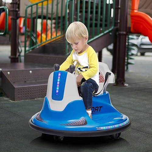 Miniatura 7 de Coche eléctrico para niños pequeños, auto con control remoto, luces LED y giro de 360 grados, interior y exterior para niños de 37 a 95 meses (azul)