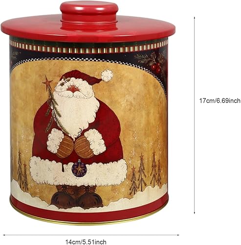 Miniatura 2 de BESTonZON Latas de galletas de Navidad, 2 cajas de dulces de Navidad, latas de metal para galletas con tapas, recipientes decorativos de