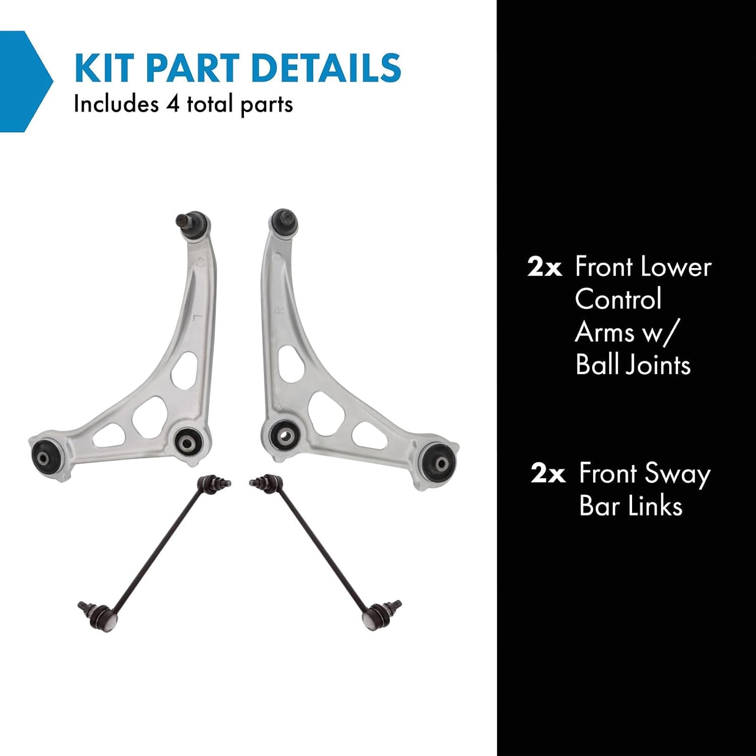 TRQ Front Suspension Kit Control Arm with Ball Joint Sway Bar Stabilizer Link Compatible with 2019-2023 Nissan Altima
