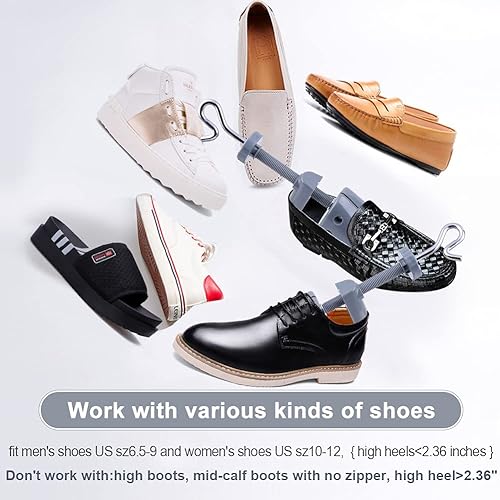 Miniatura 5 de Extensor de zapatos, unisex, par de 4 vías ajustable, extensor de zapatos para estirar la longitud, anchura, altura para pies anchos, moldeador