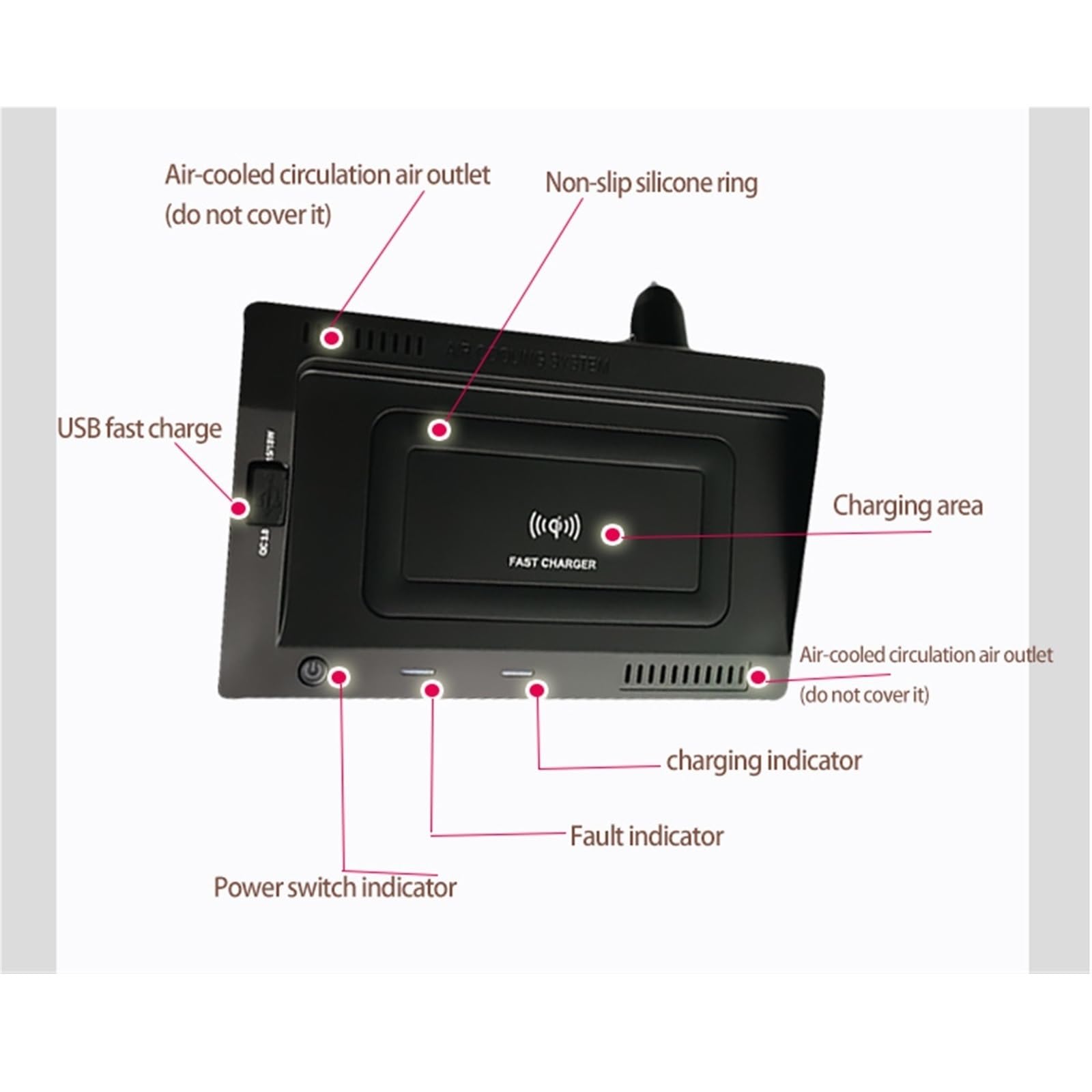 Ładowarka samochodowa QI Wireless Charging, do VW, Teramont 2017 2018 10w Ładowarka do telefonu Bezprzewodowa ładowarka mobilna Szybka płytka ładująca Akcesoria Szybka płyta ładująca do samoch