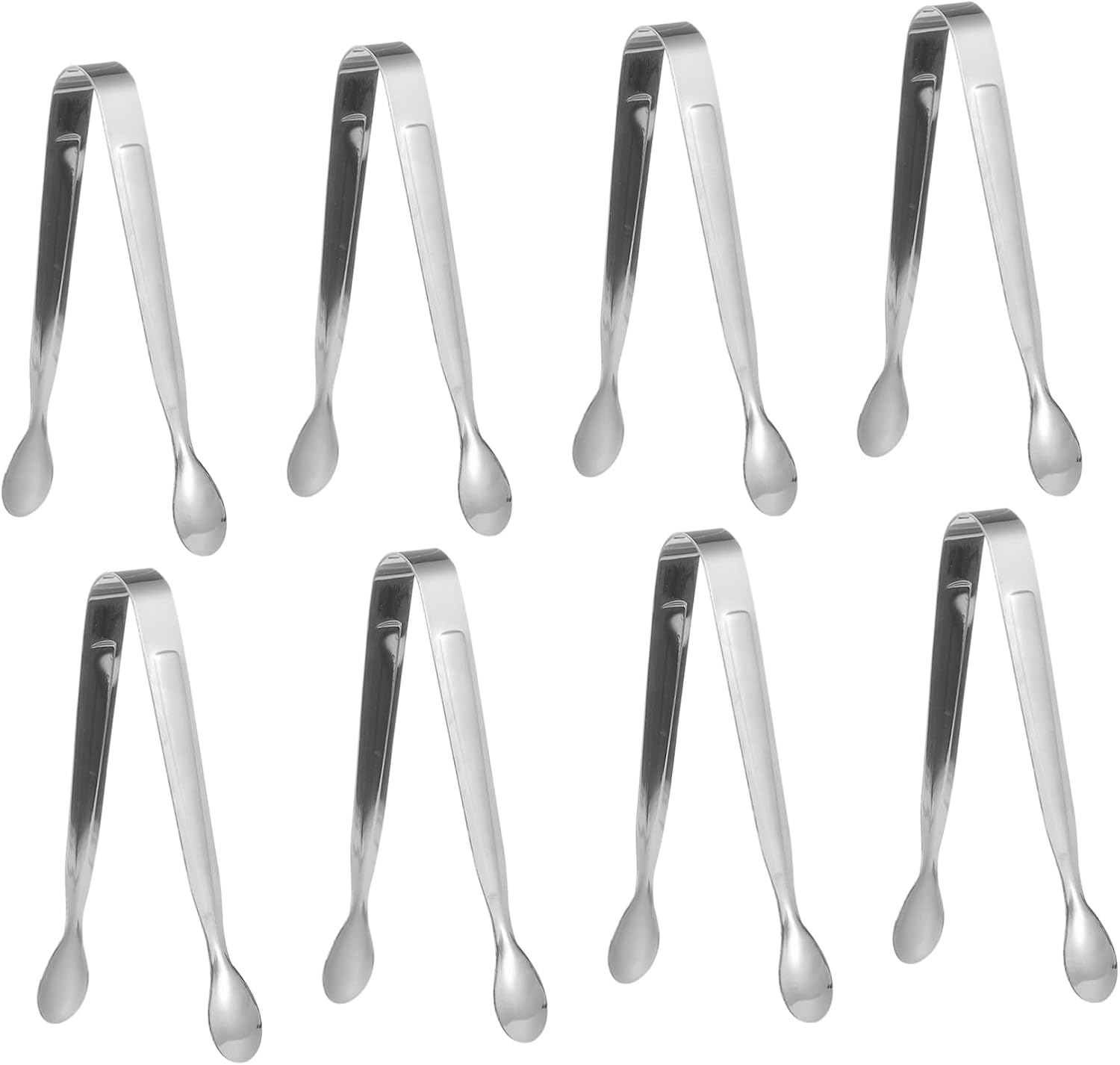 VALICLUD 8Pcs Stainless Steel Food Tongs Ice Towel Clips with Non Slip Design for Buffets Bbqs and Kitchen Use