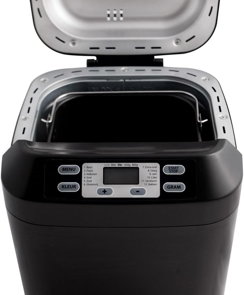 Close-up of the Inventum BM55 Bread Maker control panel and interior.