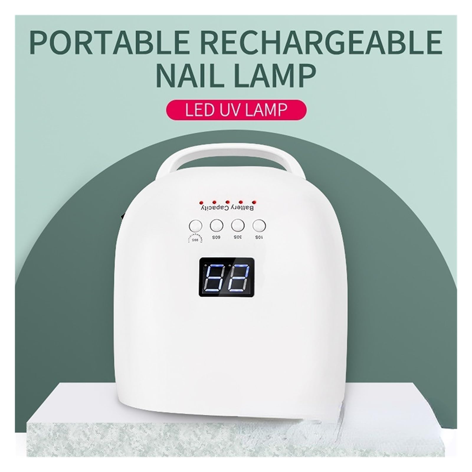 Lampa UV do Paznokci, Lampa LED UV do paznokci Akumulatorowa lampa do paznokci 86 W Bezprzewodowa suszarka do żelu Czerwone światło Manicure Światło z uchwytem Bezprzewodowa lampa UV LED do paznokci,