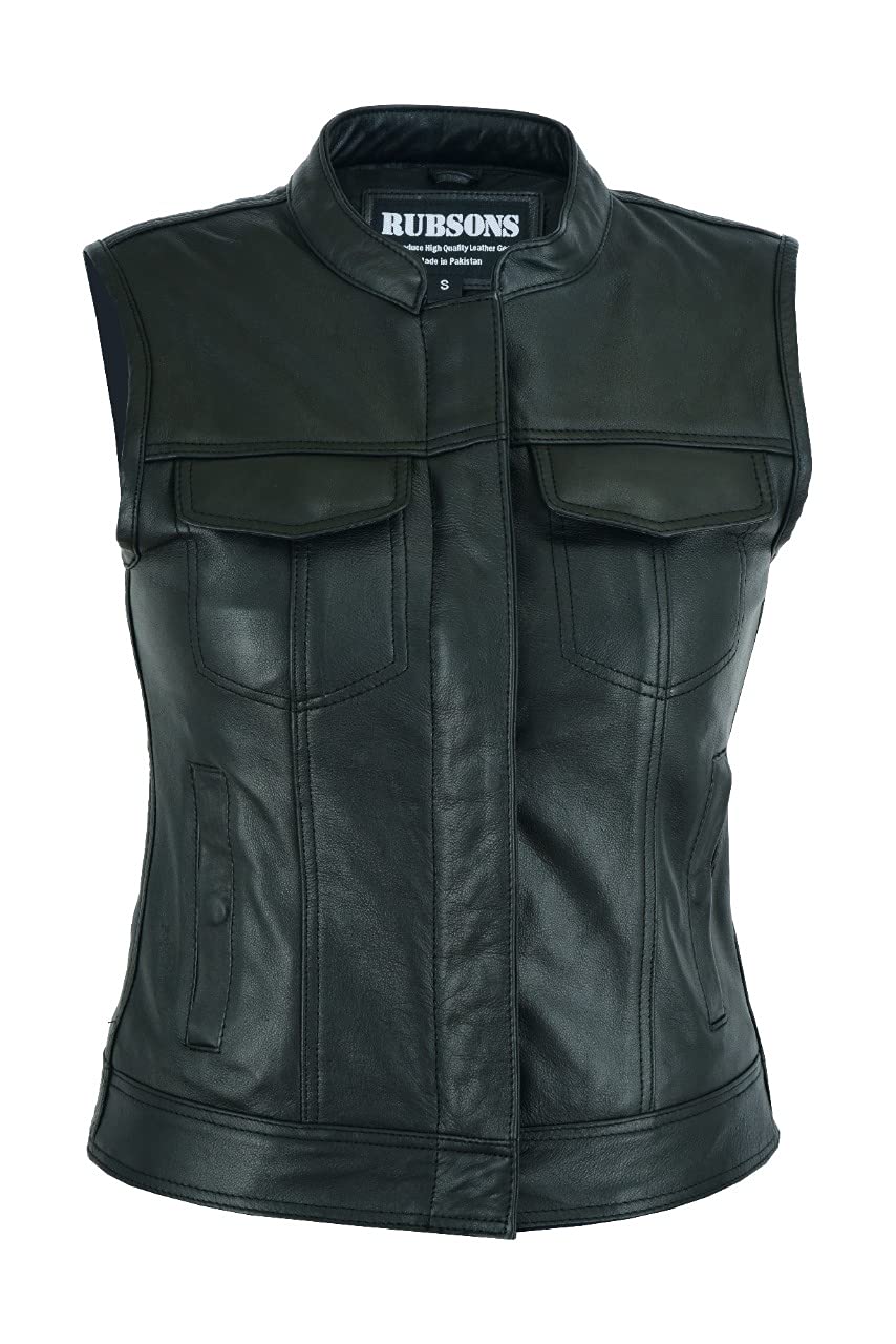 Gilet da Motociclista in Pelle Stile Club SOA da Donna