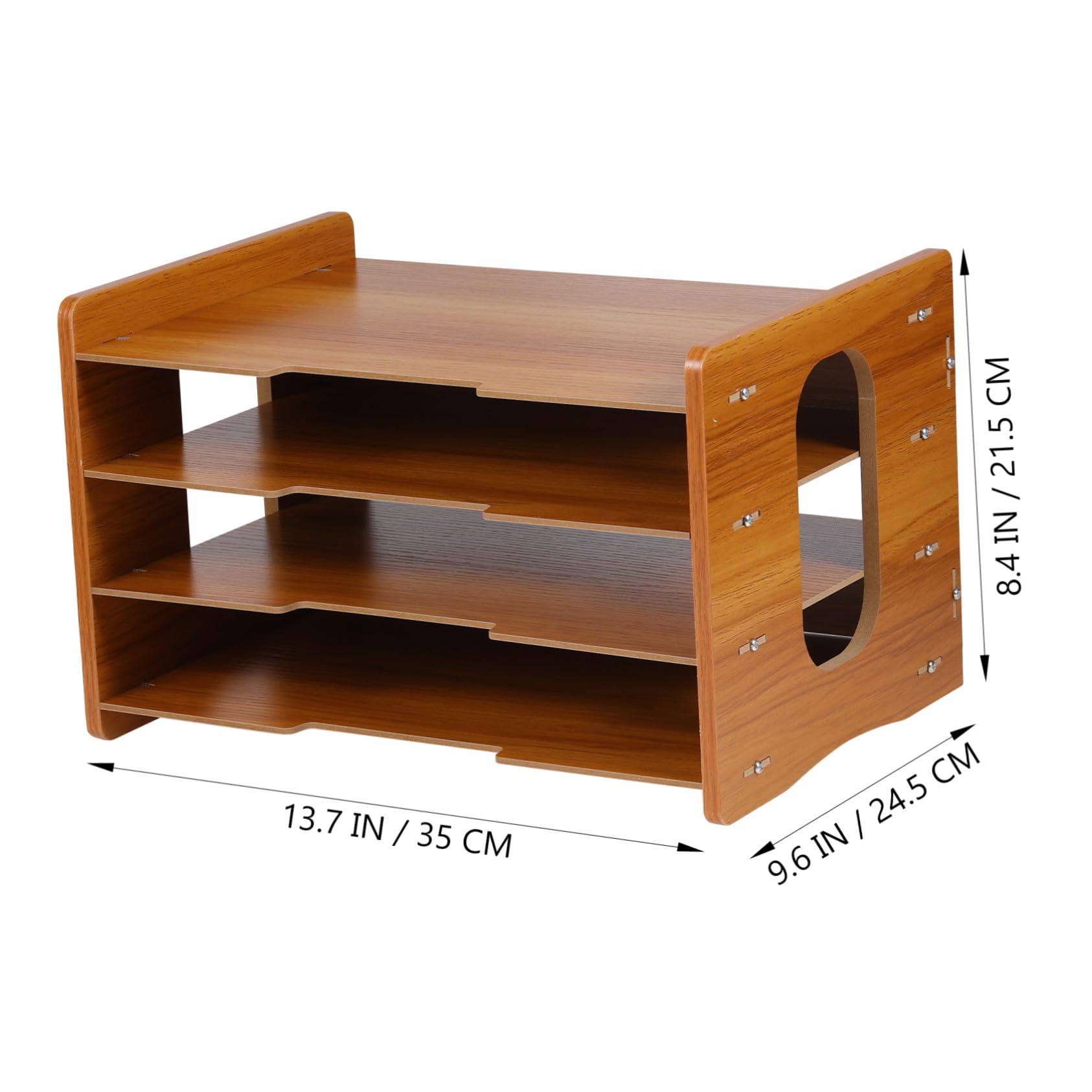 Gatuida Organizer da Scrivania in Legno Design Verticale Stabile 4 Livelli Vaschetta Portadocumenti Salvaspazio e Facile da Ordinare per Ufficio e Studio