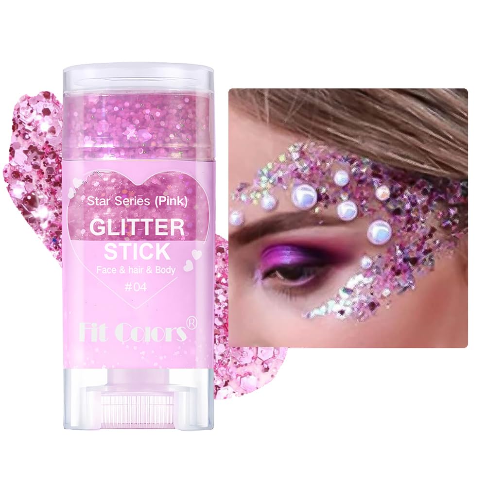 Gel glitter per viso e corpo, trucco viso di carnevale, glitter per capelli, gel con paillettes, accessorio cantante per concerti festival (#04 rosa)