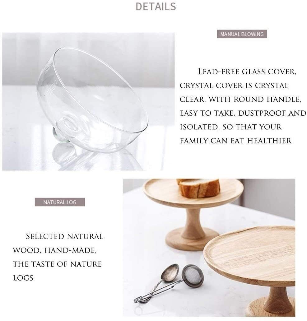 Présentoir à gâteaux en Bois, boîte à gâteaux, Fromage, Salade, Couvercle de Conservation, dôme Anti-poussière en Verre (Taille : 8 Pouces) (10 Pouces)