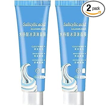 Zhunmun Natural Salicylic Acid Ice Cream Mask Tube 240 ml pack of 2 (240 ml)| Face Mask| Ice Cream Mask| Cream Mask Tube| Natural Face Mask|Combo Pack Of face Mask