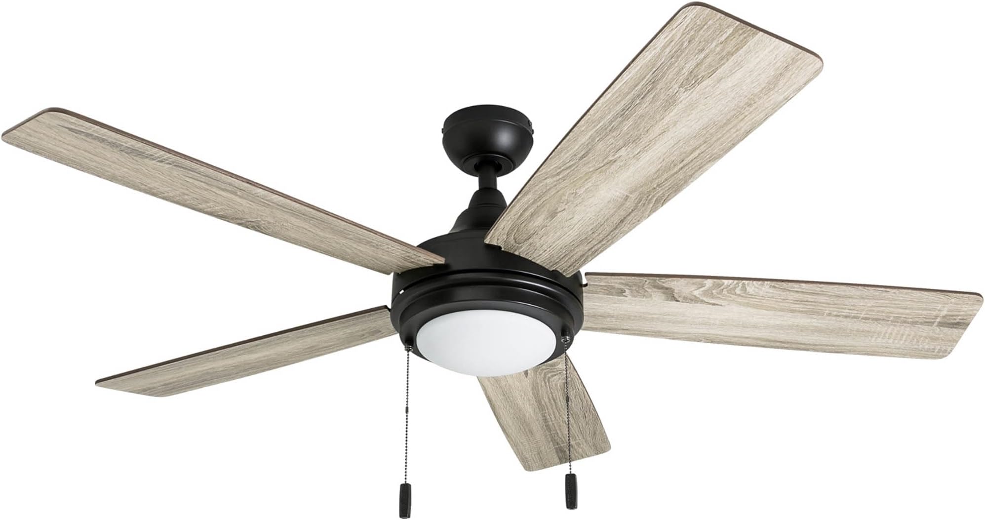 Ceiling Fans Ventnor, 52 Inch Modern Farmhouse Indoor LED Ceiling Fan with Light, Pull Chain, Three Mounting Options, Dual Finish Blades, Reversible Motor - 50607-01 (Bronze)