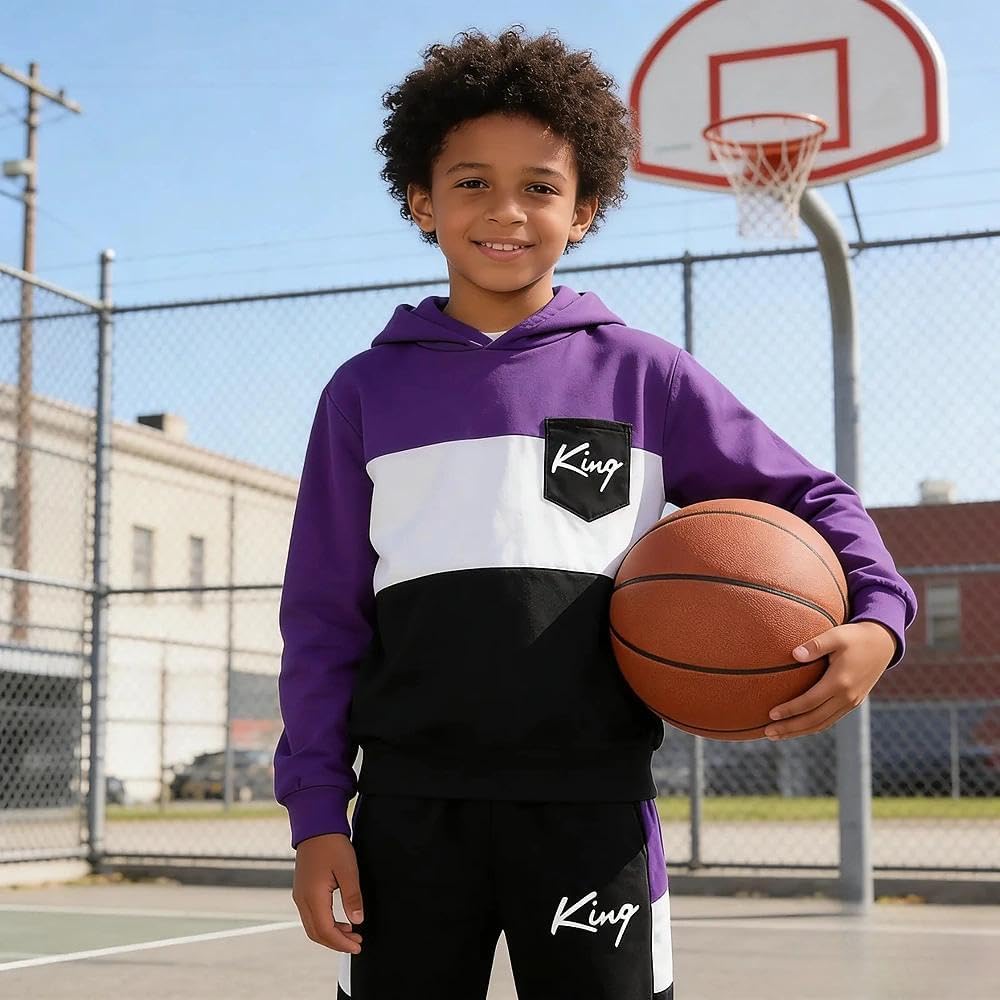 Size 6-12 Years Boys Fashion Clothes Spring Summer Short Sleeve Top & Pants Color Block Clothing Sets - Image 7