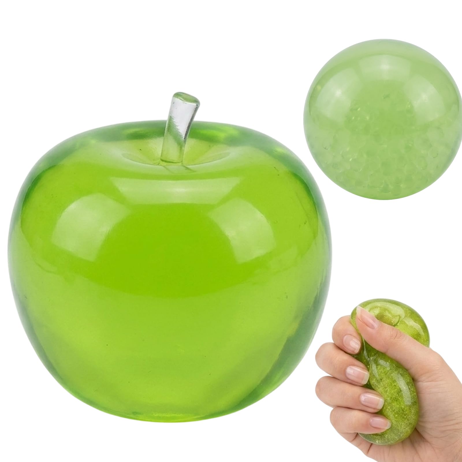 2 PCS Apple Squishy, Apple and Green Bamboo Set, Crunchy Sand-Filled Supplies for Daily Comfort, Ideal for Office Desk and Classroom Fidgeting, Two Pack Squishy Bead with Different Tex