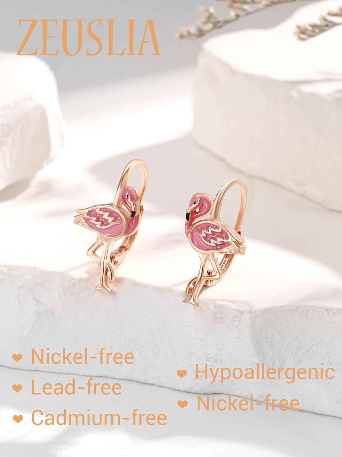 Flamingo Hoop Earrings Sterling Silver Small Animal Leverback Hoop Earrings Flamingo Earrings for Sensitive Ears Flamingo Jewelry Gifts for Women Teenager