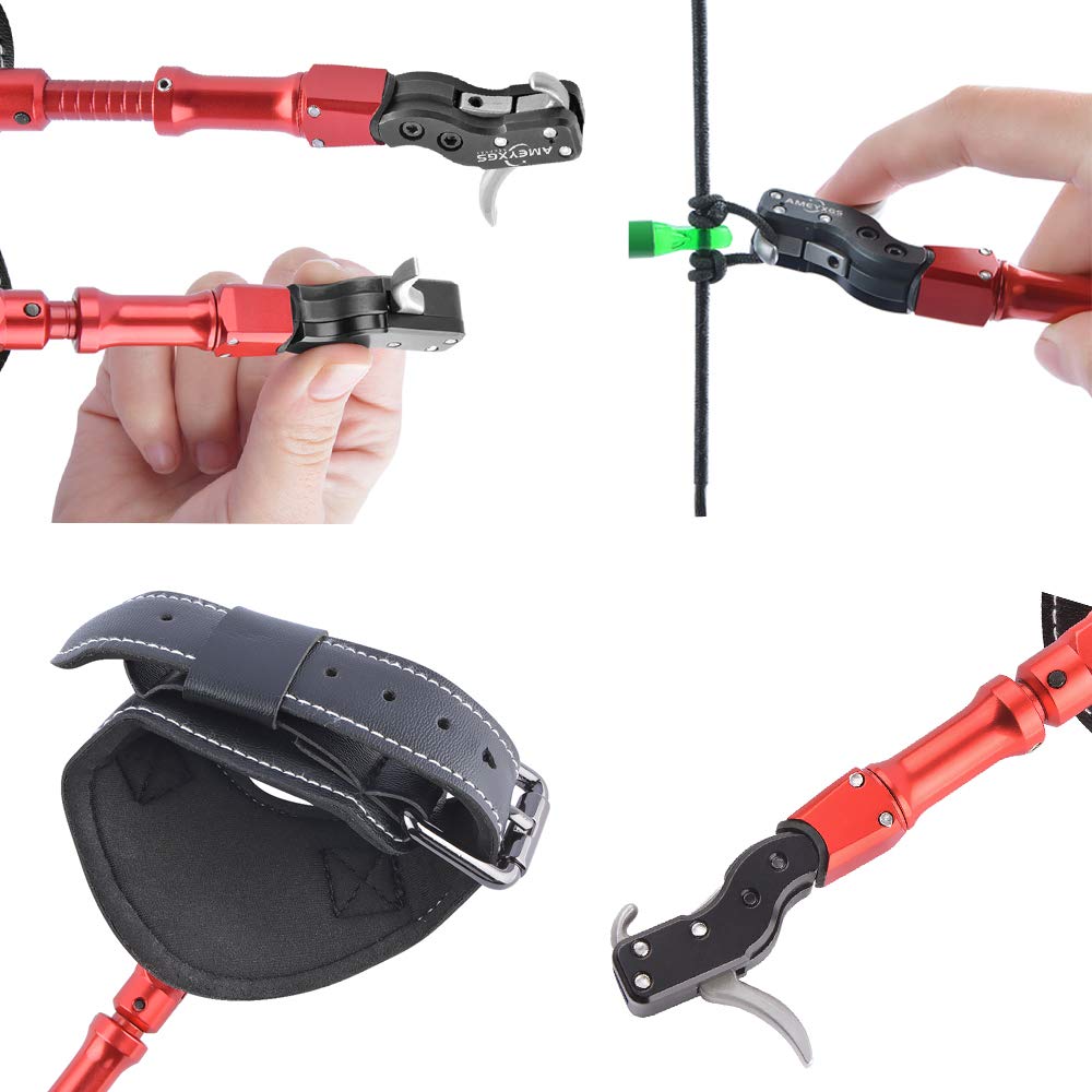 SHARROW Tiro con Arco Disparador Compound Arco Release Aids Trigger Caliper con Correa de Muñeca Ajustable Disparador de Disparos de Tiro