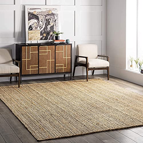 Image of Handwoven 2x3 feet Jute Rectangular Rug, Natural Fibers, Braided Reversible Carpet for Stylish Bedroom Living Room Dining Room Kids Room (2x3 feet, Beige)