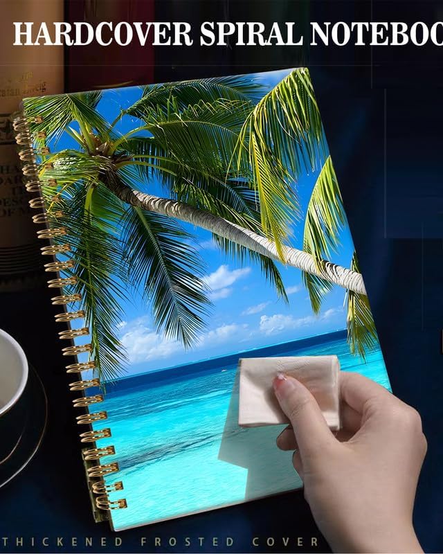 Spiral Journal Notebook,A5 Hardcover Lined Journals for Women Girl 6 x 8.3 in,120 Pages Thick Paper,Cute College Ruled Writing Notebook for Gifts Office Work School(Tropical Beach Palm Tree) - Image 3