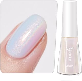 Aurora Nail Polish, Glitter Pearl Nail Polish Quick Dry, No UV Lamp Needed, Streak Free, Long- Last Fingernail Polish for Nail Manicure Salon DIY Nail Art, 0.35 fl oz