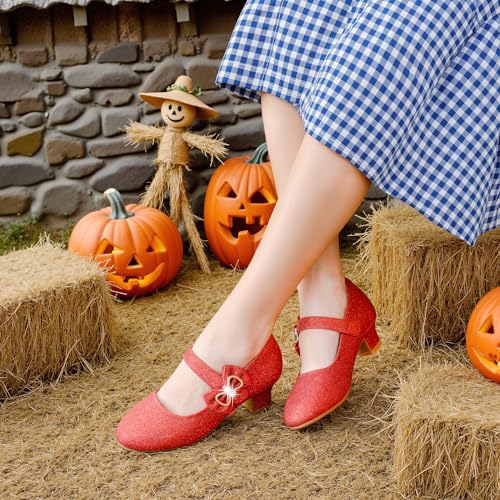 Image of Dufannie Girls Dress Shoes Princess Flats Heels for Toddler Little Big Kids