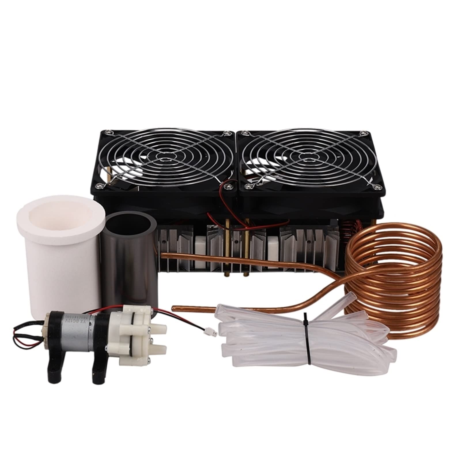 Forno di fusione Riscaldatore a induzione ZVS da 2500 W Riscaldamento a induzione ad alta frequenza Scheda PCB in metallo fuso + bobina + crogiolo + pompa Controllo di precisione della temperatura