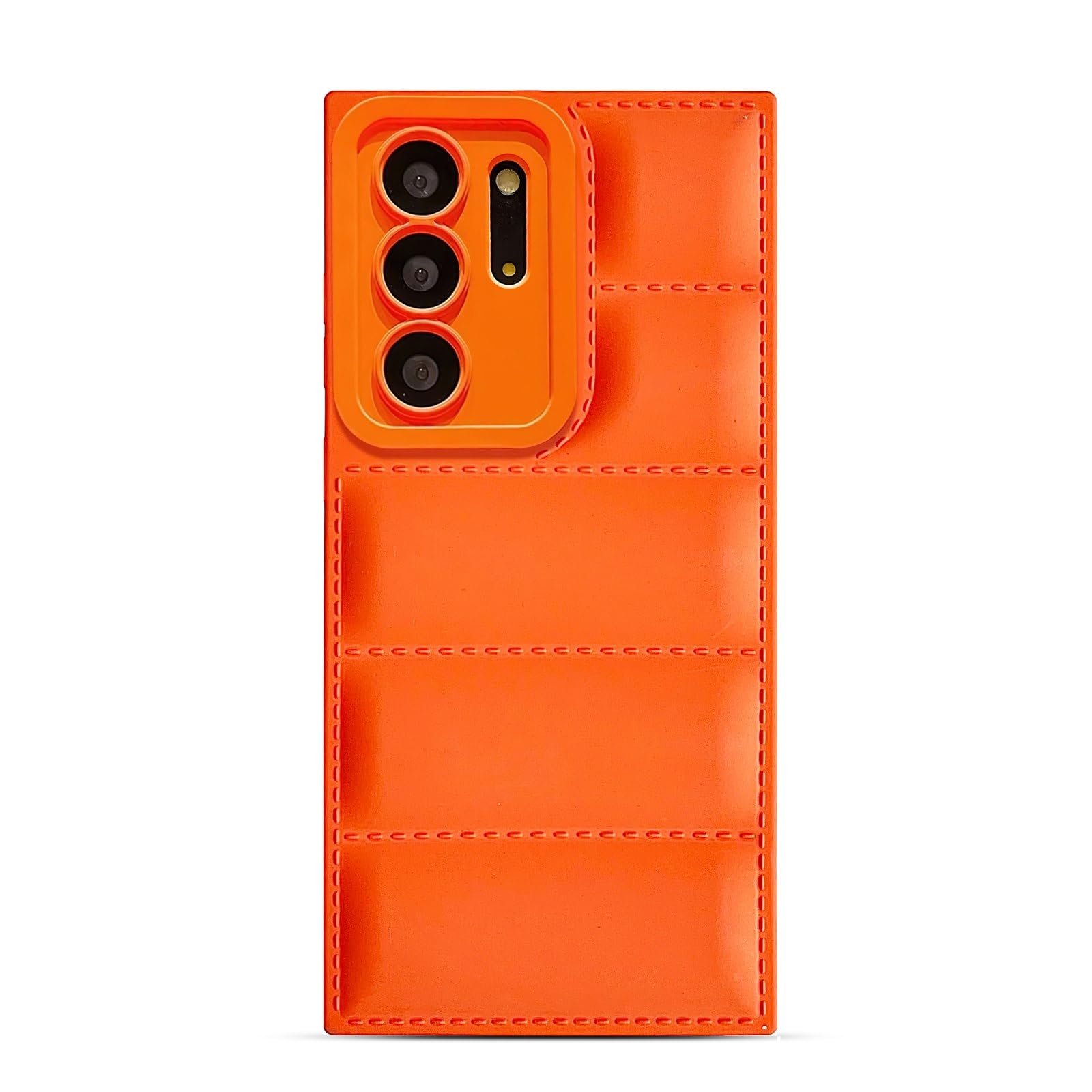 Puffer Case for Samsung Galaxy Note 20 Ultra Case 3D Protective Soft Touch Trendy Comfort Plush Down Jacket Cover for Girls Women [High Protection Anti-Scratch] (Orange)