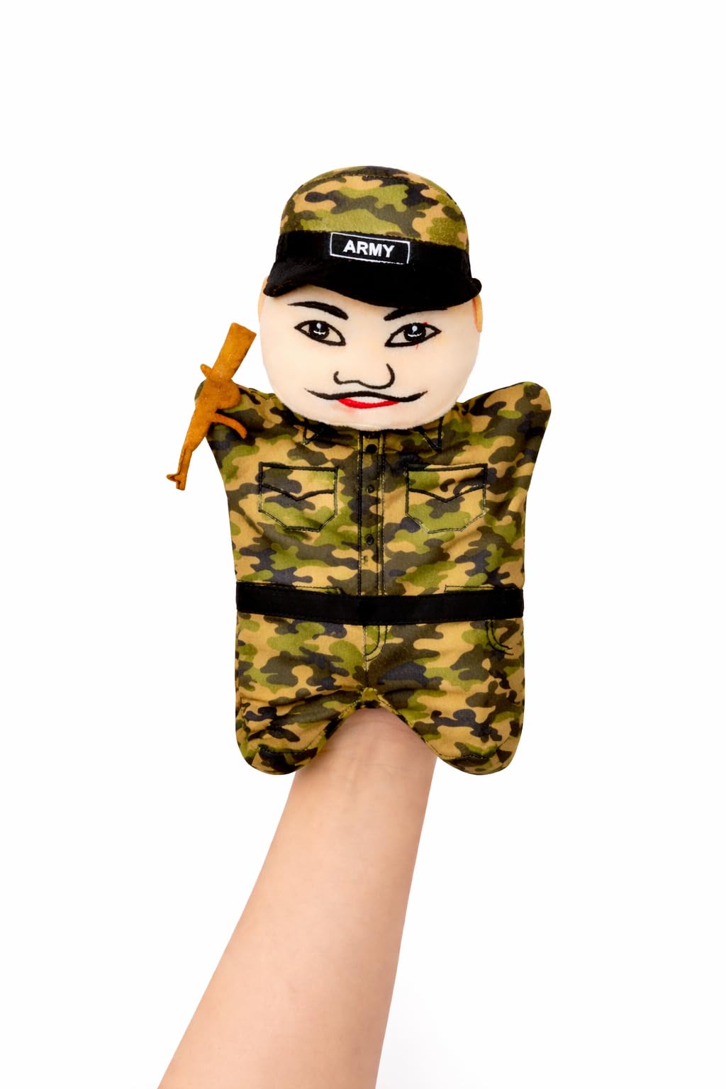 Community Helpers Hand Puppets for Kids, Career Professionals Plush Toy Set, 6 Pack with Army, Doctor, Fireman, Teacher, Policeman, Postman Characters (Army Handpuppet)-image-32