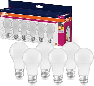 Osram LED Star VALUE A60, Vorteilspack mit 6 Leuchtmittel, ersetzt herkömmliche 60W Glühbirnen, warmweiß (2700K), 8W, E27 Sockel, matt, nicht dimmbar
