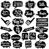 Large Wedding Photo Booth Props 26pcs BizoeRade DIY Party Props, Included 10pcs Black Blank Chalkboard Message Signs & 16pcs Wedding Props with Funny Written TEXT For Weddings Party