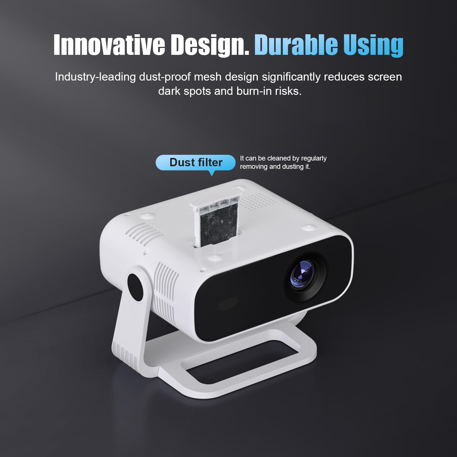 Wielio Smart Projector Built-in Apps, Native 1080P WiFi 6 Bluetooth 5.2, Low Fan Noise (<30dB), Home Cinema Projector for iOS/Switch /PS5 — view 3