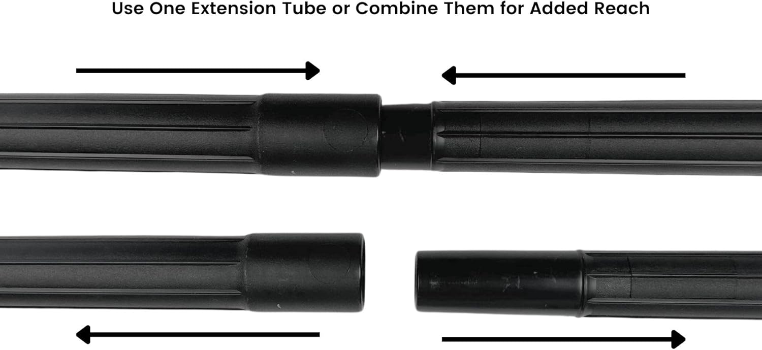 19-Inch Vacuum Extension Tube 3-Pack, Black Rigid Plastic, Fits 1 1/4 Vacuum Attachments, Durable Vacuum Wand, Perfect for Home and Shop Vac Attachments, Vacuum Attachments & Brushes by Wessel-Werk