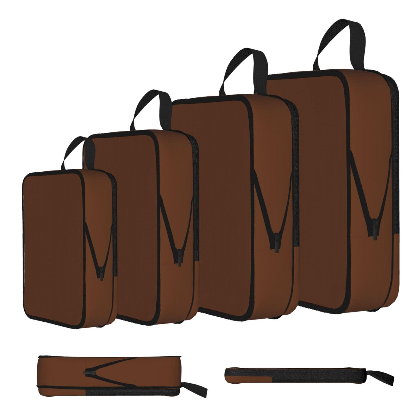 Sxzvvbn Black Chocolate Brown Compression Packing Cubes 4 Piece Set