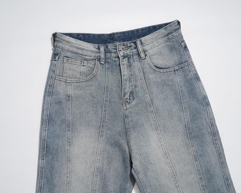 Men's Jeans Patchwork Straight-Leg Loose Retro Zipper Casual Commute Daily Pants4