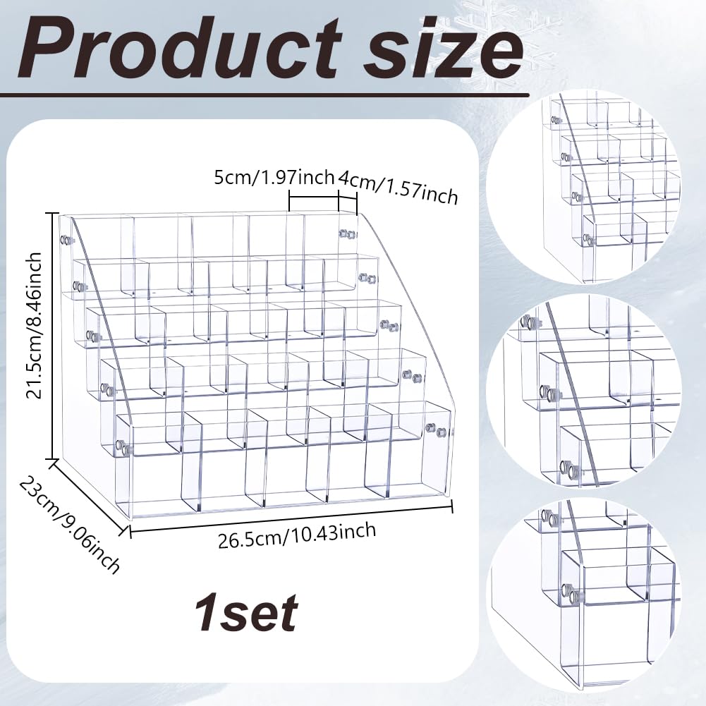 AHANDMAKER Stifthalter Aus Transparentem Acryl Vertikaler Schreibtisch Organizer Mit 5 Ebene Und 25 Fächern Zur Aufbewahrung von Schreibwaren Make Up Pinseln Und Stiften Für Das Home Büro
