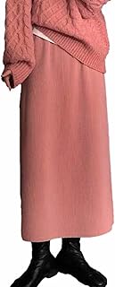 [1/2style] 裏起毛 リブ ナロー タイト スカート レディース ハイウエスト Iライン 秋冬 あったか オフィス