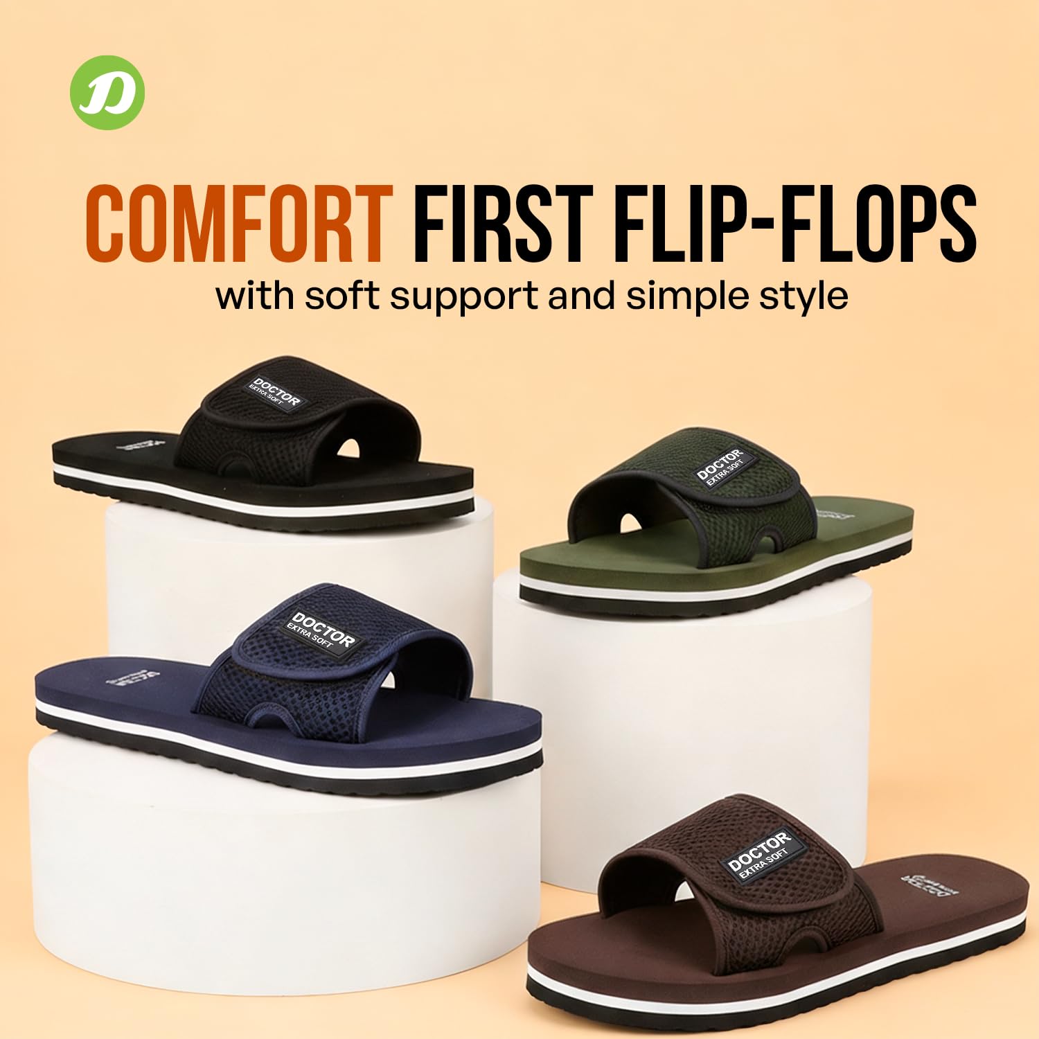 DOCTOR EXTRA SOFT Care Orthopedic and Diabetic Comfortable Slipper for Men D-25-BLACK-11 UK 4