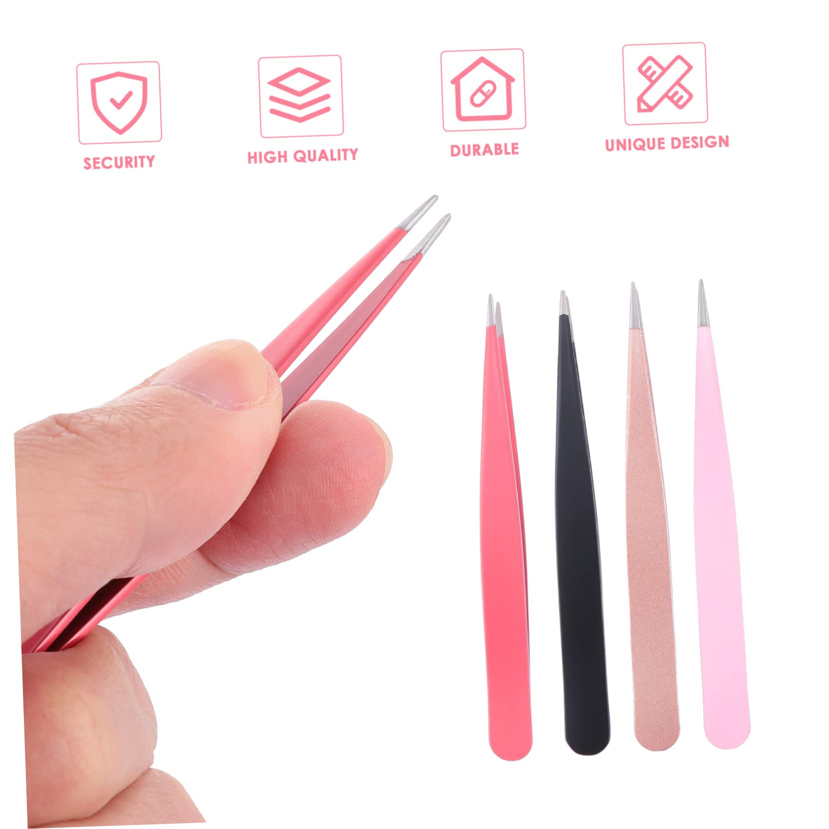 Didiseaon Colored Brow Clip Set 4pcs Eyebrow Pointed Mouth Stainless Steel Professional Eyebrow Tools Ideal for Travel