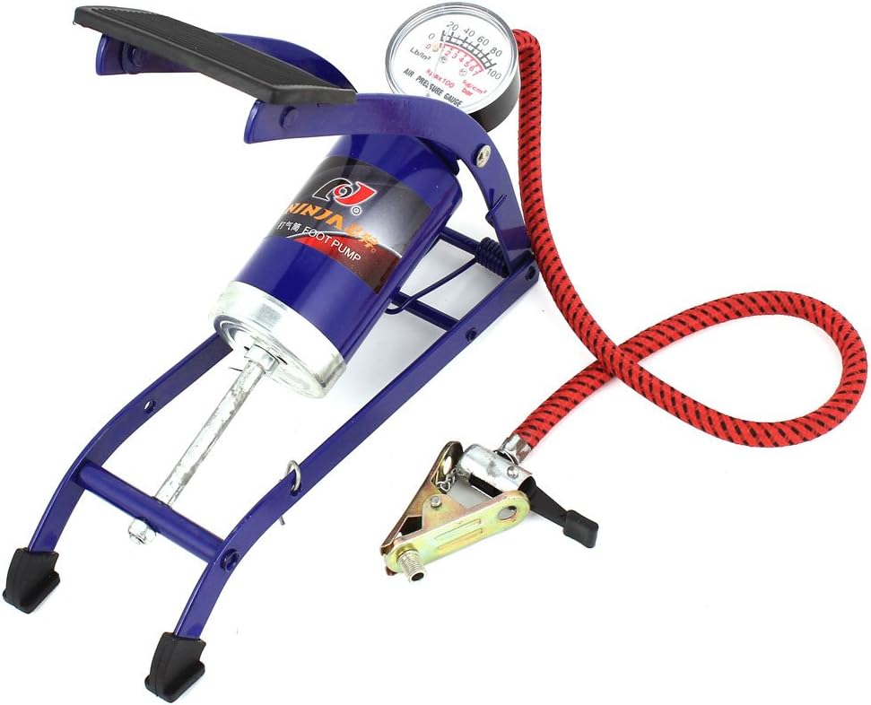 Good performance Foot Air Pump Vehicle Tire Bicycle Ball Inflator 100psi Blue