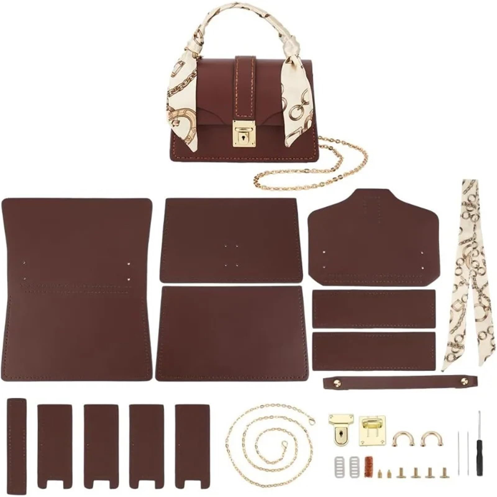 Kit de costura para bolso de hombro hecho a mano en piel sintética con patrones de moda
