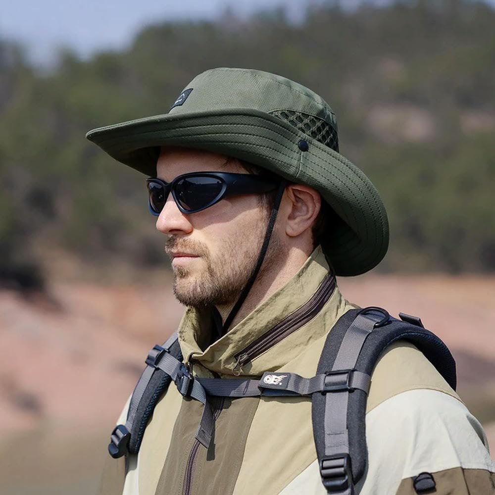 DYRBF Cappello da pescatore traspirante da uomo estivo da viaggio per pesca all'aperto berretto da arrampicata da uomo protezione solare UV cappelli da secchio a prova di sole