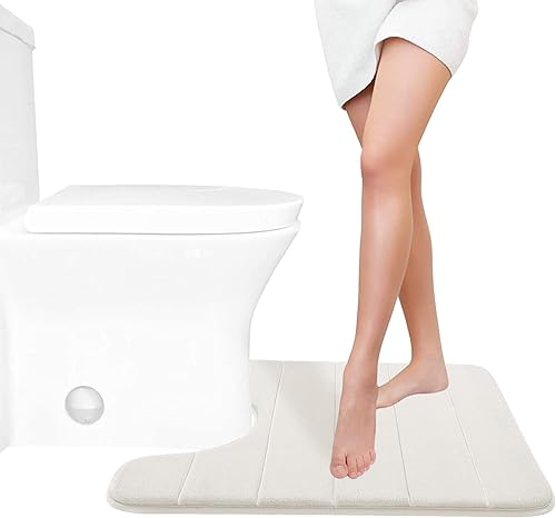 Yimobra - Alfombrilla de baño con espuma viscoelástica en forma de U, suave y cómodo, muy absorbente de agua, antideslizante, gruesa, lavable a