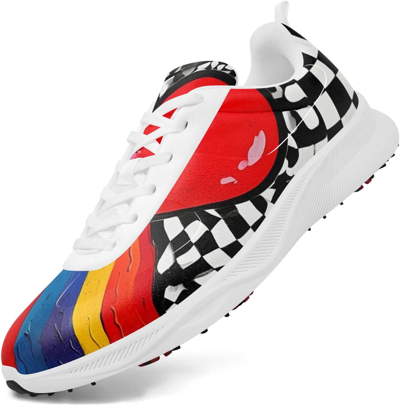Breathable Golf Shoes for Men, Artistic Design Women's Spikeless Golf Sneakers with Heel Ventilation Sport Trainers