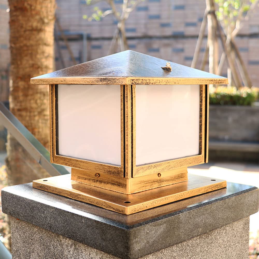Minimalistyczna czarna lampa ścieżkowa, aluminiowa i akrylowa latarnia zewnętrzna, lampa stołowa filarowa E27, wiejska lampa kolumnowa, Vintage kwadratowa lampa ogrodowa